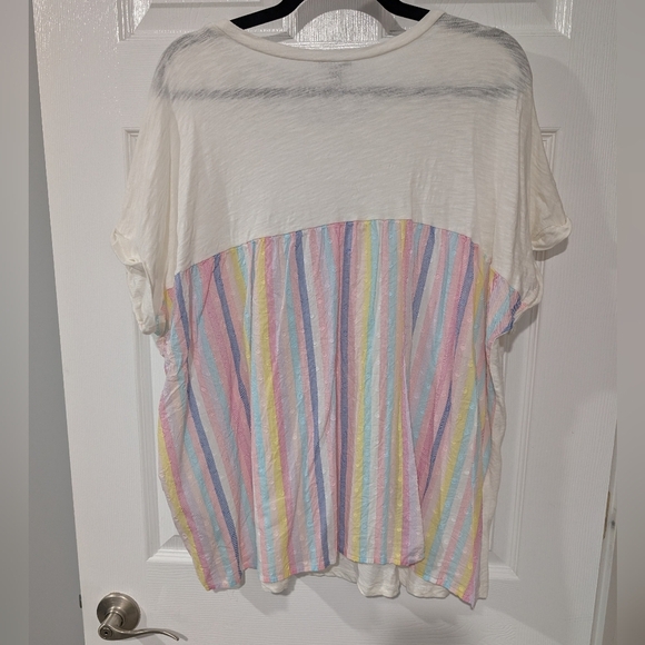 Torrid White Cotton Modal Slub + Clip Dot Print Fabric Mixed Dolman Tee Size 2 - Picture 7 of 10